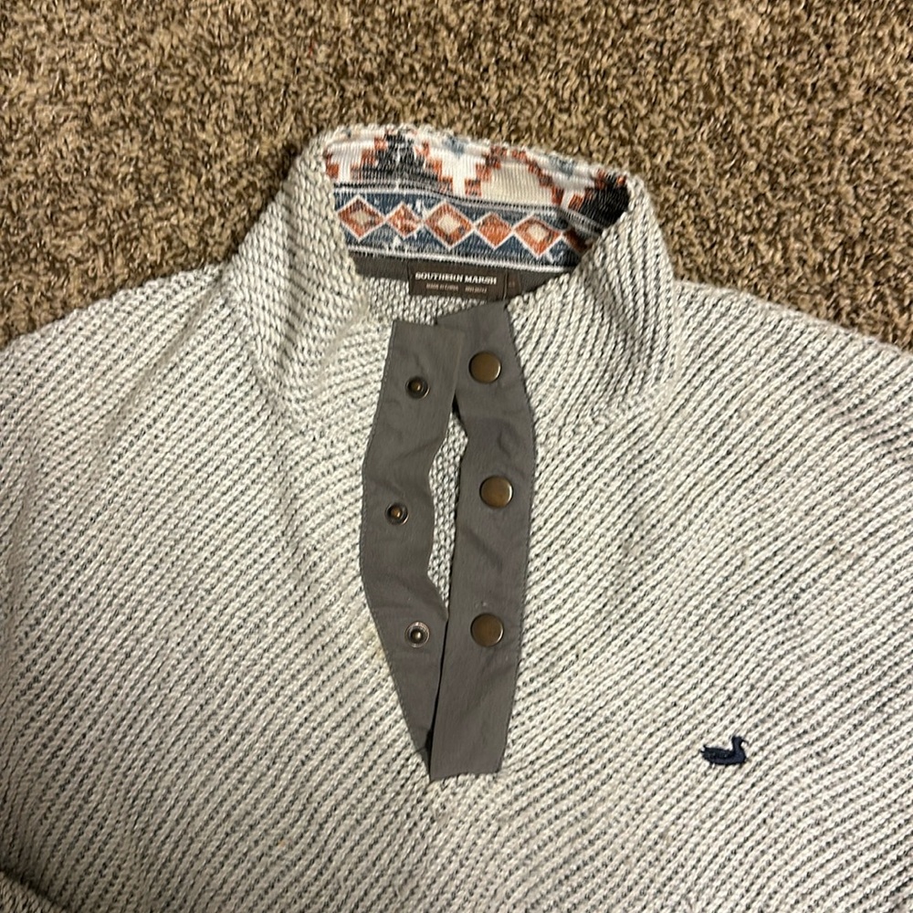 Southern Marsh grey knotted quarter button sweatshirt XS
